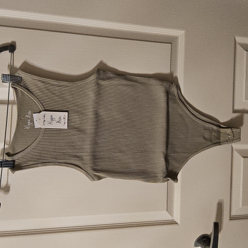 Hippie Rose Junior Mineral-Washed Ribbed Seamless Bodysuit Stone